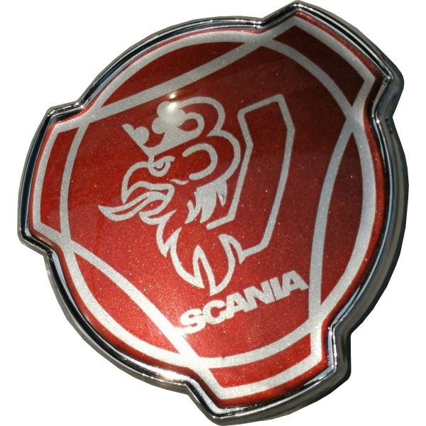 Πλαστικό σήμα Scnia παλιός δράκος V8 D:77mm-Κόκκινο-400425  - Filosafe